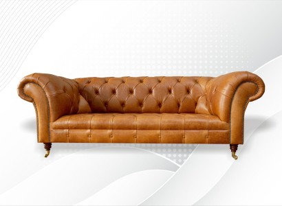 Chesterfield диван на три места, орехово-коричневого цвета, современного дизайна, кожаный диван, креативная мебель.